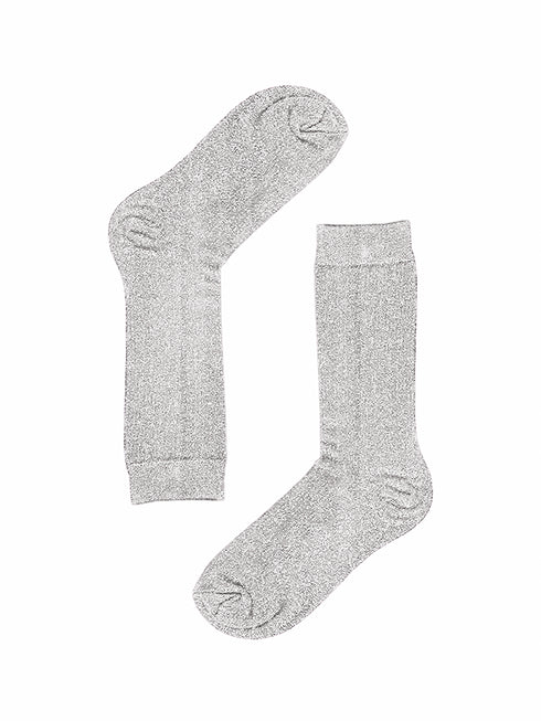 Socken Lang Silber Glitzer - Hellgrau